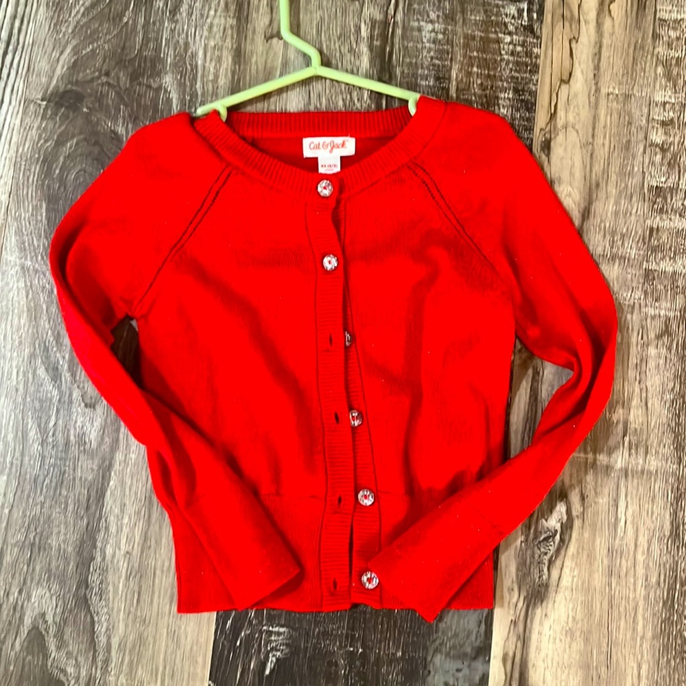 Cat and jack red Sparkly cardigan